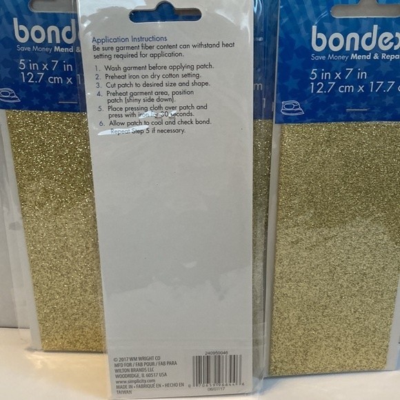 Bondex Glitter Patches Gold 4 Pack No Sew Iron On Patches Crafts Clothing Design - Picture 9 of 13